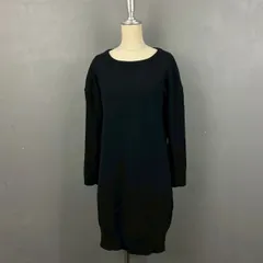 LACOSTE ラコステ 長袖 ニットワンピース ワニ刺繍 無地 ウール 濃紺 レディース 36