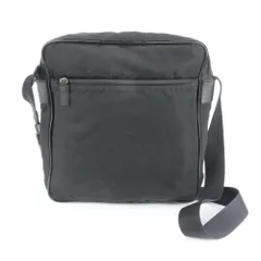 プラダ テスート ナイロン 三角ロゴ レザー ショルダーバッグ 斜め掛け メッセンジャー ビジネス 通勤 ブラック メンズ RUE DM43-4【中古】