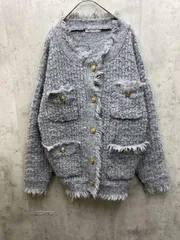 LHELBIE レルビエ 51749C-2 ツィードライクニット カーディガン sizeM/グレー  ◆■◎レディース
