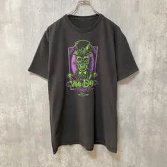 古着 used　ブードゥ教　Voo Doo　半袖プリントTシャツ　スカル　ドクロ柄　黒　ブラック　レトロデザイン　クルーネック【値引き交渉OK！】