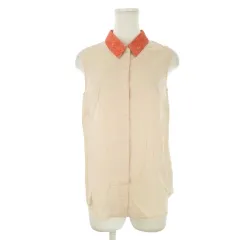 ダイアグラム グレースコンチネンタル Diagram GRACE CONTINENTAL シャツ ブラウス 36 ピンク ノースリーブ レースカラー 花柄 /CK42 ■GY58