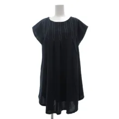 ビームスハート BEAMS HEART チュニック フレンチスリーブ 紺 ネイビー ベージュ ラウンドネック 刺繍 /SX ■GY66