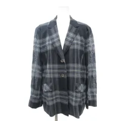 レリアン Leilian ジャケット 麻 リネン 紺 ネイビー 白 ホワイト チェック柄 テーラードカラー 長袖 /ML ■GY66