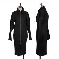 美品 イッセイミヤケ プリーツロングコート 黒3 PLEATS PLEASE - メルカリ