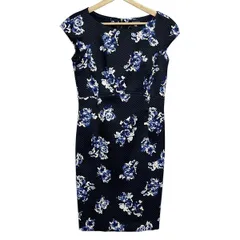 ジャスグリッティー ワンピース サイズ2 M レディース美品  - ダークネイビー×ブルー×白 クルーネック/ノースリーブ/ひざ丈/花柄