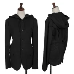 ブラックコムデギャルソンBLACK COMME des GARCONS ウールバックデザインフーデッドジャケット 黒S