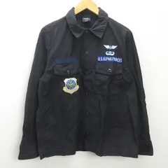 g■アルファ/ALPHA INDUSTRIES 長袖ワークシャツワッペン 長袖シャツ【M】黒/men's/64【中古】■