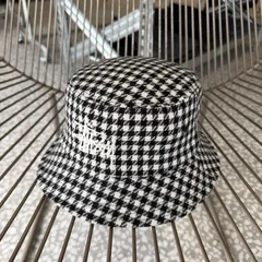 STUSSY / bucket hat size S-M　ステューシー　ギンガムチェック　バケットハット　刺繍ロゴ　キャップ　帽子　ストリート　ユニセックス　ヒップホップ