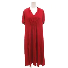 シビラ SYBILLA ワンピース 半袖 L 赤 レッド Vネック ギャザー ロング丈 /AE