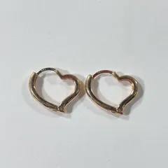★  14K刻印 14金 後K ゴールドハートフープピアス ハート型ピアス ポスト刻印あり 総重量1.63g 現状品