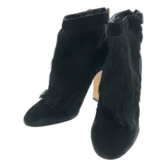DOLCE&GABBANA ドルチェ＆ガッバーナ ハラコファースウェードレザーヒールブーツ  ブラック 39のサムネイル