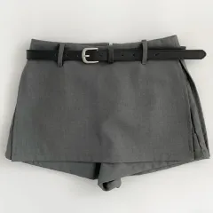 グレー ラップ キュロット ミニスカート s