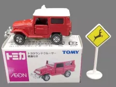 【中古】トミカ トヨタ ランドクルーザー(レッド×ホワイト) 標識付き 「トミカ」 イオン限定