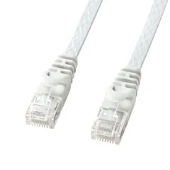 ギガビット 1Gbps/250MHz イーサネットケーブル フラットタイプ RJ45コネクタ CAT6 ツメ折れ防止 パソコン、LANハブ対応 (10m) LANケーブル ホワイト サンワサプライ LA-FL6-10W