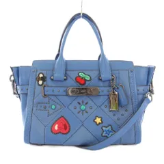 コーチ COACH Swagger 27 スワッガー27 2WAY ハンドバッグ ショルダーバッグ ロゴチャーム 装飾 レザー 青 ブルー 55503 /BB