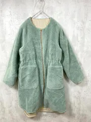 RUIRUE BOUTIQUE ルイルエブティック 定価19800円 総ボア キルティングリバーシブルノーカラーロング コート sizeS/ベージュ×カーキ ◆■◎レディース