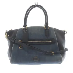 コーチ COACH デニム レザー 2WAYバッグ ショルダーバッグ ハンドバッグ 青 黒