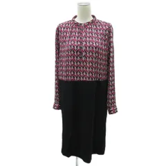 ピエールカルダン Pierre Cardin オーバーラップヘリンボーンワンピース 42 紫 パープル バンドカラー 長袖 ミモレ丈 5411622 /YS33 ■GY61