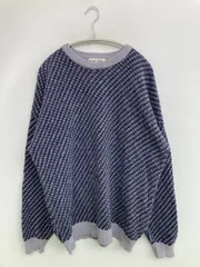 TINA:JOJUN ニット/セーター M ネイビー クルーネック(丸首) ウール・ニット その他総柄 ミドル丈 長袖