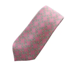 エルメス HERMES ネクタイ レギュラータイ 総柄 ロゴ ピンク 絹 シルク ■GY19 /MQ ■OH