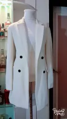 白 ロング コート ダブル ボタン