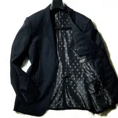 COMME des GARCONS HOMME DEUX★14AW★AD2014★archive★裏地ドット ストライプ 段返り3Bテーラードジャケット 黒 表記XS メンズS～M位