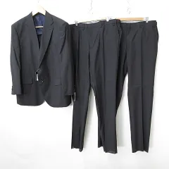 スーツ セットアップ 3点セット ジャケット テーラード シングル スラックス 2枚 ストライプ 背抜き 大きいサイズ 紺 ネイビー KB6