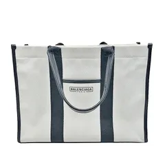 BALENCIAGA バレンシアガ ハードウェア 2WAYトートバッグ ミディアムサイズ 671400 ホワイト キャンバス レザー ショルダーバッグ メンズ ウィメンズ