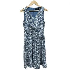 RalphLauren(ラルフローレン) ワンピース サイズ6 M レディース - ブルーグレー×白 ノースリーブ/ロング/花柄