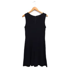 セオリー Theory フレア ワンピース ノースリーブ ロング Vネック 無地 ウール混 2 ブラック 黒 /FT16