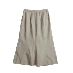 レリアン leilian スカート ロング ストライプ フレア 綿 シルク ポケット 裏地付き ベージュ系 11サイズ 990015