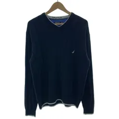 NAUTICA　セーター　長袖　トップス　Vネック　無地　ワンポイント　刺しゅう　オーバーサイズ　ストリート　古着　/5264