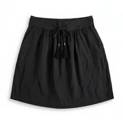 シーバイクロエ SEE BY CHLOE スカート ショート丈 リボン紐 フリンジ シルク100％ 黒 990974のサムネイル