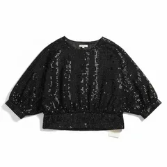 ハーディエイミス HARDY AMIES カットソー 長袖 光沢 肩パット タグ付き 黒 9サイズ 990979のサムネイル