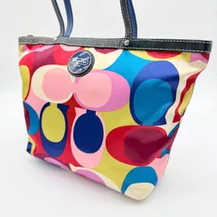 【希少✨】COACH Y2K multicolored  tote bag signatureコーチ ハンドトートバッグ マルチカラー系ナイロン×レザーシグネチャー