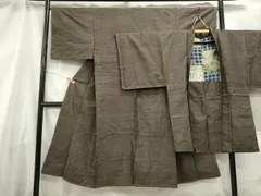 平和屋着物■男性　紬　アンサンブル　長羽織　横段文　正絹　逸品　DABC0636qa