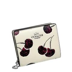 コーチ 財布 レディース COACH 折り財布 チェリー プリント スナップ ウォレット CDF19 SVCAH チョークマルチ