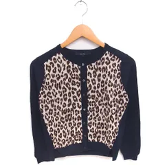 マカフィー MACPHEE トゥモローランド カーディガン ニット 切り替え ヒョウ柄 レオパード 長袖 1 ネイビー ベージュ 紺 茶 /TT