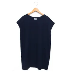 アーバンリサーチ ドアーズ URBAN RESEARCH DOORS ボートネック ワンピース ゆったり ひざ丈 フレンチスリーブ 無地 半袖 One 紺 ネイビー /NT30