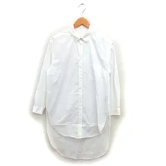 ローリーズファーム LOWRYS FARM ステンカラー ロング シャツ ブラウス コットン 綿 ラウンドヘム 透け感 長袖 L オフホワイト /NT11