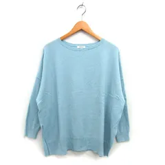 プラステ PLST ワイド ニット セーター リブ ウール ボートネック スリット 長袖 M ライトブルー /NT19