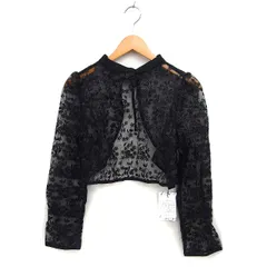 ジュノア JUNOAH タグ付き レース カーディガン ボレロ シアー リボン ショート XL 黒 ブラック /NT7