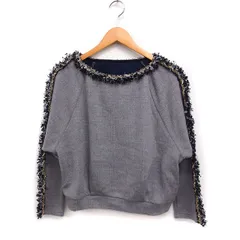 グレースコンチネンタル GRACE CONTINENTAL フリンジ付き ニット セーター 長袖 ボートネック 36 グレー 灰 /FT26