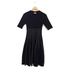 フレイアイディー FRAY I.D ニット フレア ワンピース ロング丈 5分袖 ステッチ F ブラック 黒 /FT44