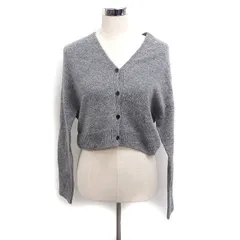 ヒューマンウーマン HUMAN WOMAN タグ付き ニット カーディガン Vネック 無地 アルパカ混 ウール M グレー 灰 /FT39