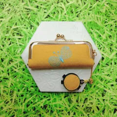 ミナペルホネン✨choucho　ちょうちょ　オレンジ✨朱肉付き　がま口　印鑑ケース