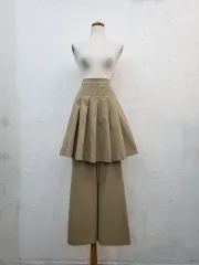 春新商品 プリーツ スカート レイヤード ワイド パンツF