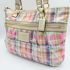 【良品】COACH Y2K POPPY signature tote bag コーチ ポピー シグネチャー マドラス トートバッグ