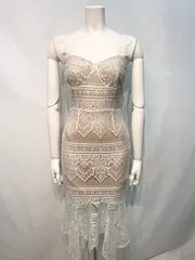 2263 キャバクラ　ドレス　総レース　タイト　ミディ　マーメイド　スリット　キャバドレス　M