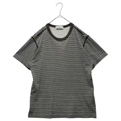 STONE ISLAND(ストーンアイランド) Chest-Embroidered Striped Crew Neck T-Shirt 胸ワンポイント ボーダー クルーネック Tシャツ 184 760 825 670 M グレー×ホワイト